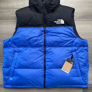 NEW THE NORTH FACE MENS 1996 RETRO NUPTSE 700 VEST PUFFER BLACK/TNF BLUE XXL